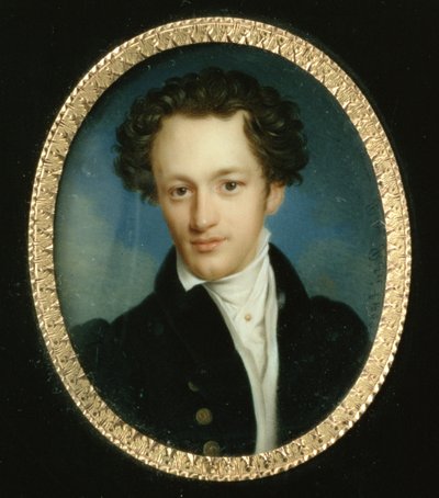 Portrait of an unknown man in a blue tail-coat, 1829 by Pietro de Rossi